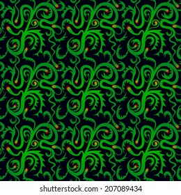 Green floral seamless pattern. 