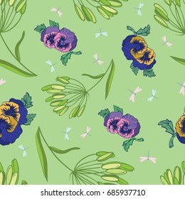 Green floral seamless pattern