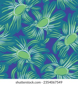 Green Floral seamless pattern design for fashion textiles, graphics, backgrounds and crafts