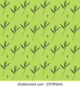 Green floral seamless pattern with a leaf. Vector illustration