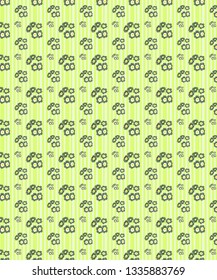 Green floral seamless pattern with lines background