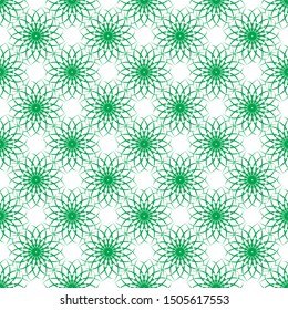 Green floral seamless pattern on white background. Modern interior, design, wallpaper, textile industry.