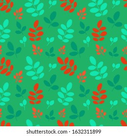 Green floral seamless pattern with small colorful summer leaves. Design for wallpaper or tablecloth