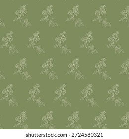 Modelo inconsútil floral verde, muestra disponible en el panel de las muestras, fondo dibujado a mano del arte de la línea de la rosa