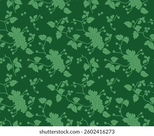 Green floral seamless pattern, for textile, wallpaper, gift wrapping.