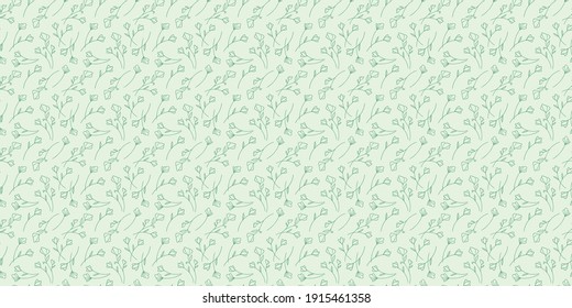Patrón de fondo de repetición sin fisuras de la floral verde. Doodles de flores.