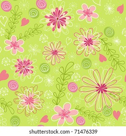 Green floral seamless. Vector  illustration.
