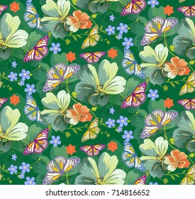 green floral spring seamless vectors