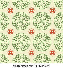 Green floral stylish decorative seamless pattern