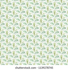 Green Floral Stylish Seamless Pattern. Vector Leaf background. Fabric Ornament texture.