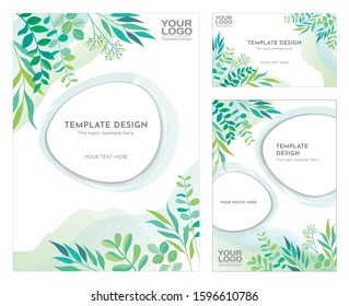 Green floral template design, Vector layout ornament concept for Art traditional, magazine, book, poster