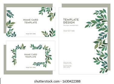 Green floral template design, Vector layout ornament concept for Art traditional, name card, magazine, book, poster