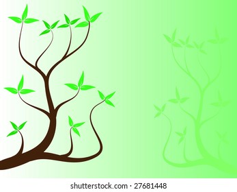 A green floral tree vector background vector illustration with room for text
