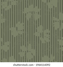 Green Floral tropical botanical seamless pattern with striped background for fashion textiles and graphics