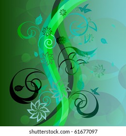 Fondo vectorial floral verde.