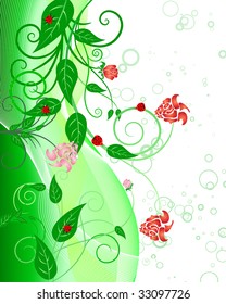 Green floral vector background for design use