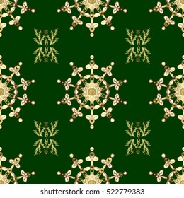 Green floral vector ornament background. Vintage illustration..