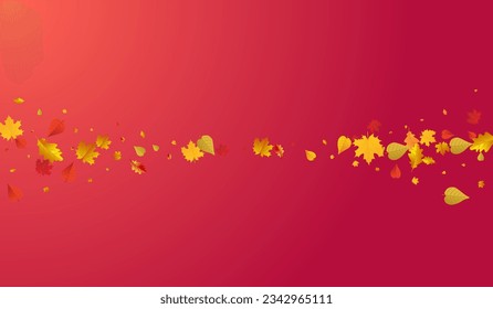 Green Floral Vector Red Background. Ground Plant Texture. Autumnal Celebrate Leaves Design. Season Template.