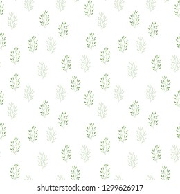 Green flourish herbs pattern. Scandinavian seamless design.