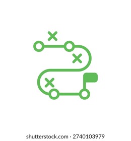 Green flowchart symbol with x marks and circles on white background