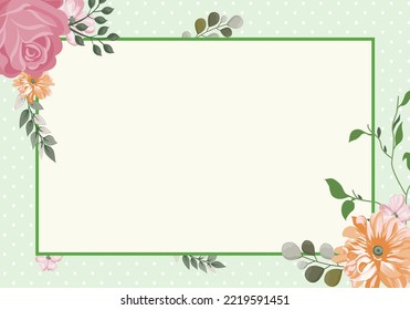 Green flower Background with Green Border Free Vector Image
