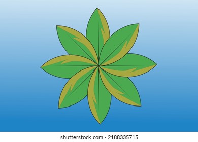 green Flower with blue background