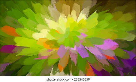 Green flower brush strokes style. Vector version