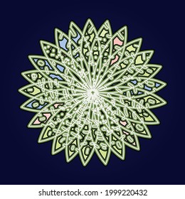 green flower, in dark background, vector illustration