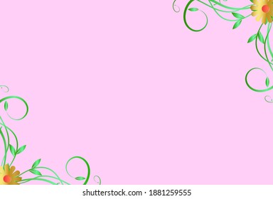 Green flower frame isolated on pink background vector design