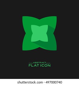 Green Flower Icon. Abstract Flat Icon. Vector Eps.10