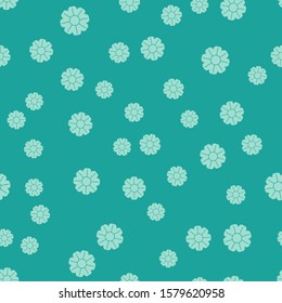 Green Flower icon isolated seamless pattern on green background.  Vector Illustration