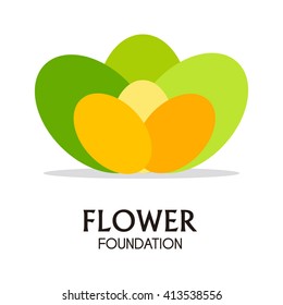 Green flower of leaf abstract vector logo design template foundation business icon company charity foundation symbol concept