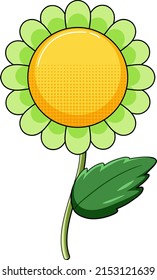 Flor verde con ilustración de hoja