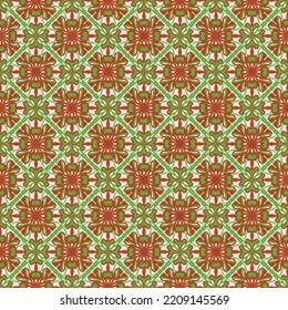 Green flower and leaf mandala seamless pattern background, ornament fabric ethnic fashion design indian wallpaper illustration art.