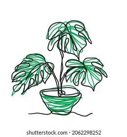 green flower and leaf pot illustration icon vector