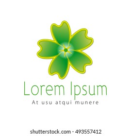 Green flower logo for a company working with nature, ecology and environment