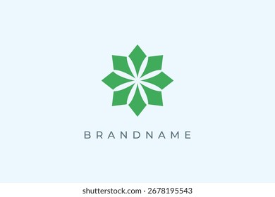 Modelo de vetor de design de logotipo de flor verde. Símbolo de estilo de vida saudável.