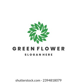 Green flower logo template vector illustration design