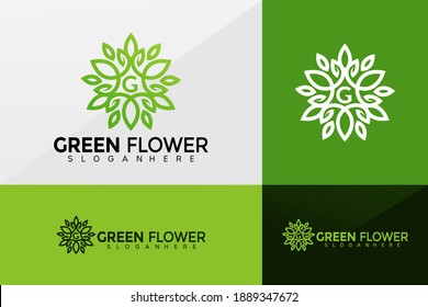 Green Flower logo vector, Beauty  Leaf Logos design, modern logo, Logo Designs Vector Illustration Template