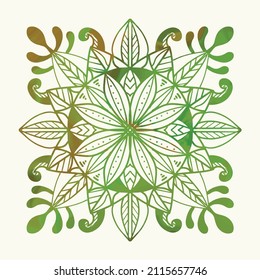 green flower madala abstract decoration art graphic design, element of yoga