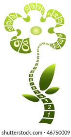 Green flower made from centimetric tape
