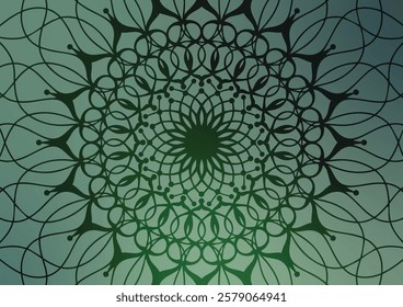 Green flower mandala gradient art background. vector illustration 