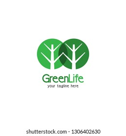 Green Flower and Natural Logo Vector Template