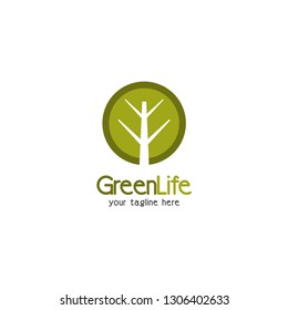 Green Flower and Natural Logo Vector Template