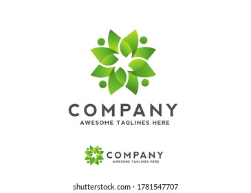 green flower Nature concept logo design.