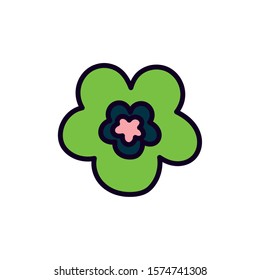 green flower nature decoration ornament icon on white background vector illustration