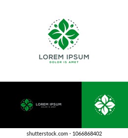green flower nature logo template vector illustration