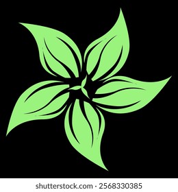 green flower on black background