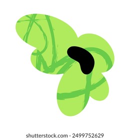 Flor verde sobre fondo blanco. Estilo plano de moda. Dibujado a mano ilustración. Doodle.