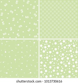 Green Flower Patterns. Abstract floral vector Backgrounds.